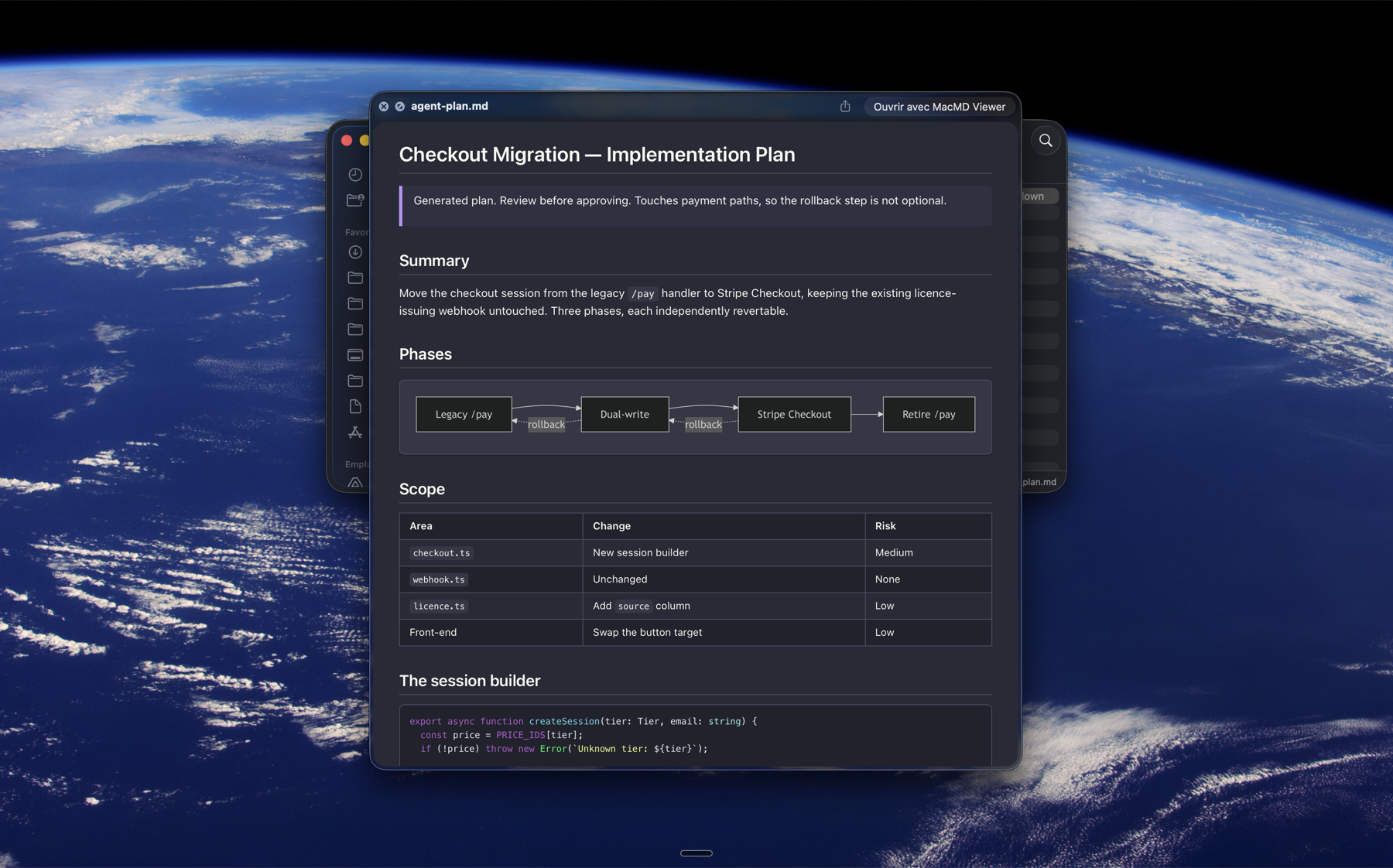 A Markdown file rendered in Finder's Quick Look preview by MacMD Viewer.